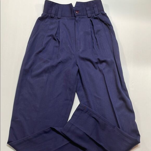 String Bean Womens High waisted Navy Blue Trousers Sz 3/4 - Picture 1 of 9